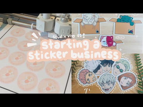 Studio vlog ep. 1: Starting my own sticker business!✨, Design process🎨, cricut unboxing📦, shopping🛒~ [Video]