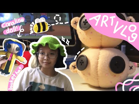 ❀ April + May Art Vlog | Starting a Business, Coraline Doll, Bucket Hats, Lace Charms [Video]