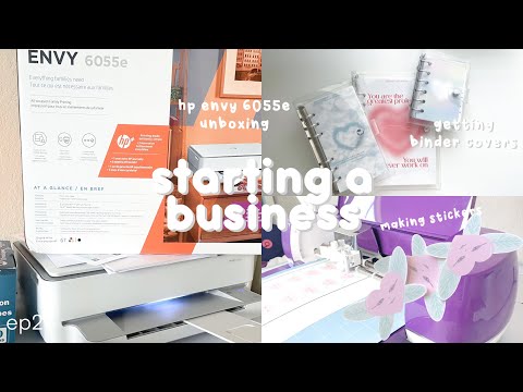 starting a business ep 2 | hp envy 6055e unboxing, launching my shop, designing & making stickers [Video]